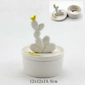 titular de anillo de cactus de cerámica con contenedor