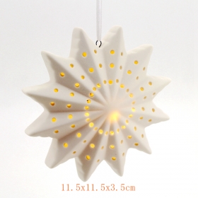 estrella del árbol de navidad de cerámica bisquie luz led blanca