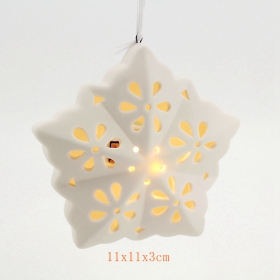 estrella del árbol de navidad de cerámica bisquie luz led blanca