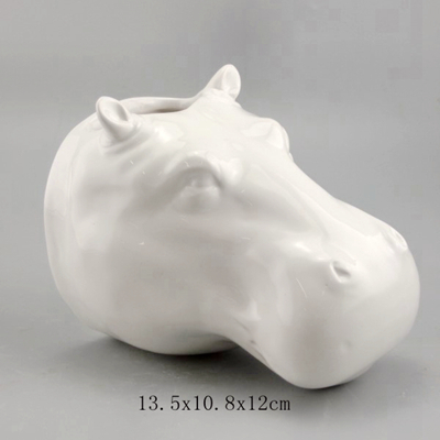 small hippo ceramic plant pots