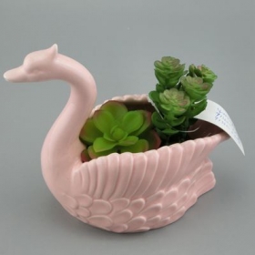 plantador de cisne rosado animal mini maceta