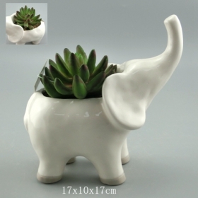 plantador de elefante florero maceta de cerámica blanca