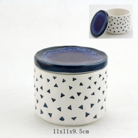 caja decorativa baratija cerámica con tapa de piedra semipreciosa