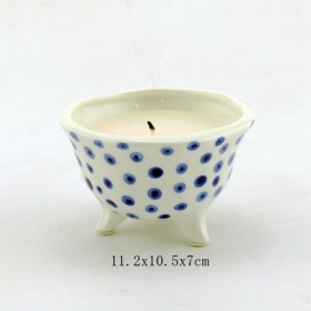 candelero de cerámica azul
