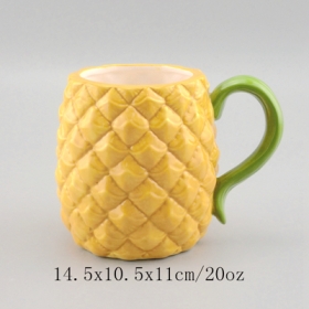 mango de oro taza de piña de cerámica