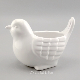 linda mini jardinera de pájaros de cerámica blanca