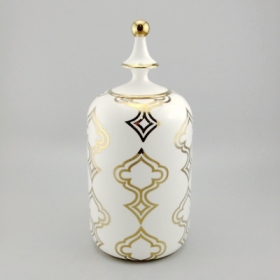 Gold ceramic covered jar