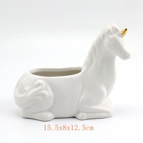 hucha de cerámica unicornio blanco