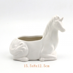 plantador de hucha de cerámica unicornio blanco