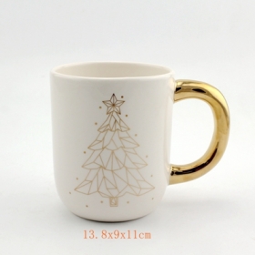 etiqueta de oro de oro etiqueta de cerámica taza de navidad