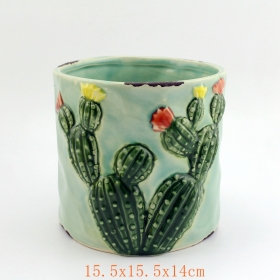 juego de macetas de cactus de cerámica de 3