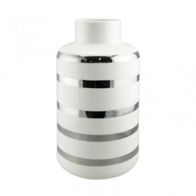 White And Electroplating Silver Striped Vase