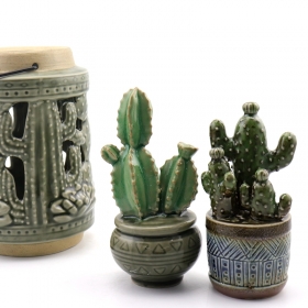 proveedor de decoración de cactus de cerámica verde