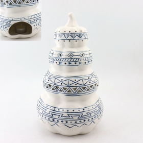 Candelabros candeleros de cerámica blanco grande de calabaza.