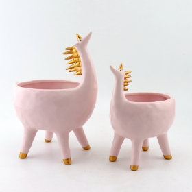 juego de suministro de 2 macetas de cerámica unicornio