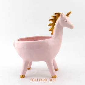 juego de suministro de 2 macetas de cerámica unicornio